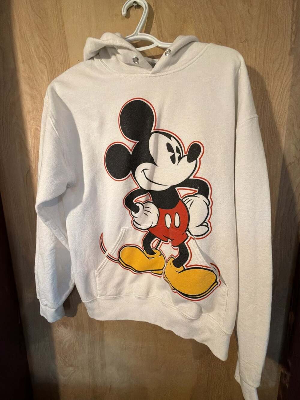 Disney Parks Mickey Mouse Hoodie Size Medium White Graphic Sweatshirt